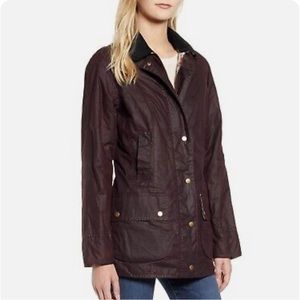 Barbour Violet Lightweight Waxed Cotton Canvas Coat in Merlot- US SIZE 8